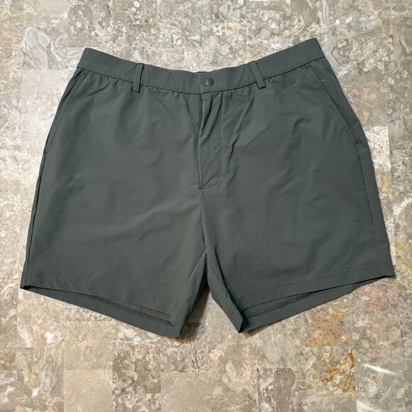 Bear Bottom Shorts Mens Large 6" Green Nylon Elastic Waist Beach Cookout - Picture 1 of 7